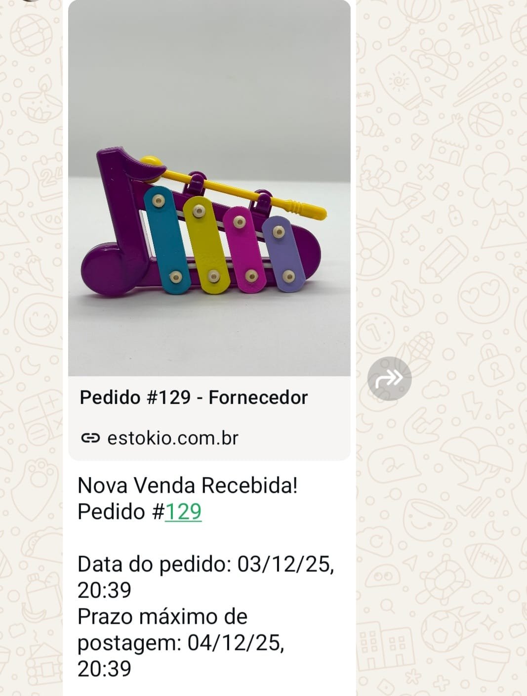 Screenshot de pedidos em grande volume